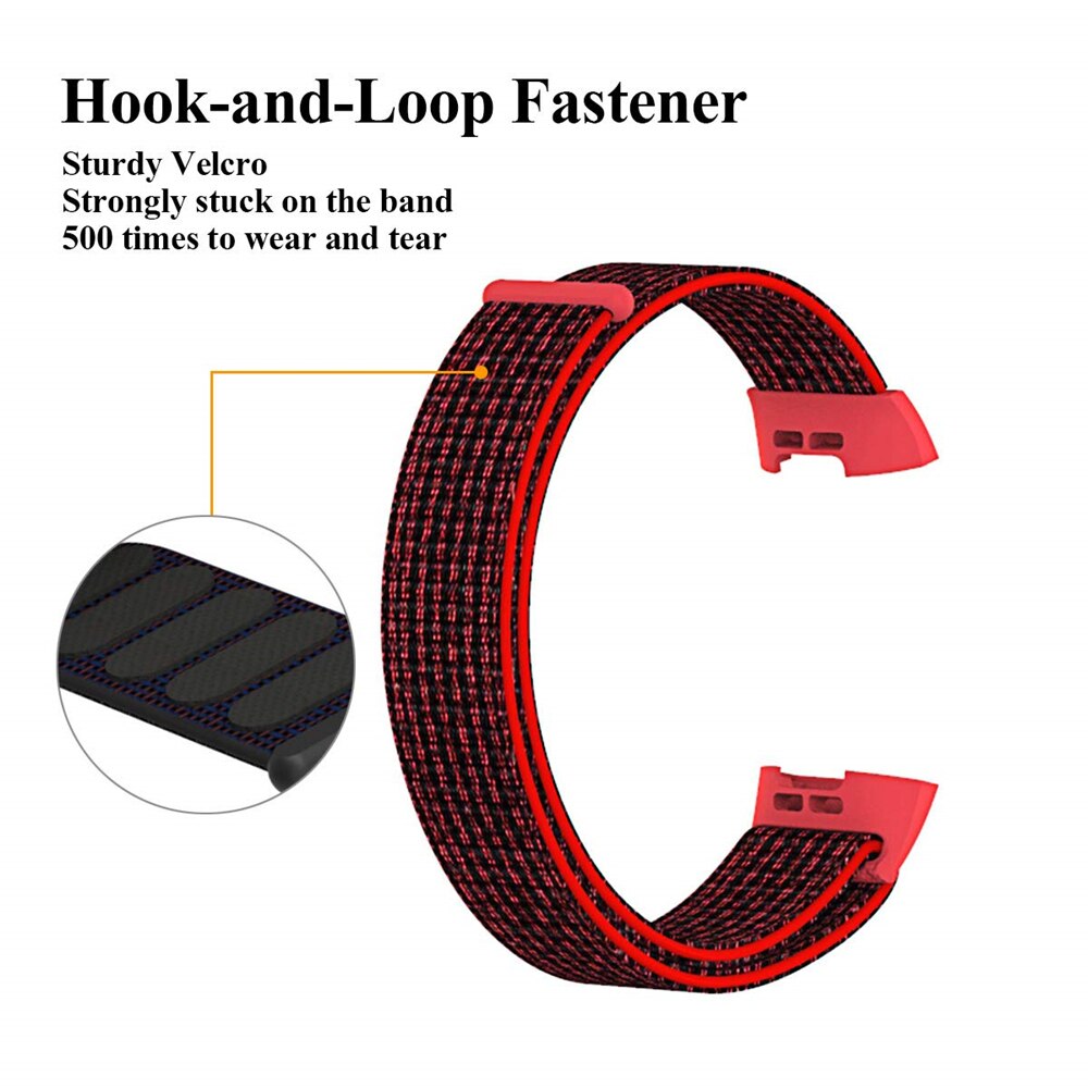 Erstatningsstrop armbånd til fitbit charge 3 strækbart nylonfiberbånd magic tape loop fitness tracker