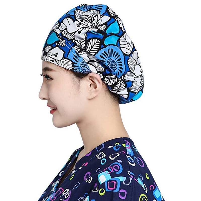 Female Scrub Hat Nurse Hat Adjustable Sweat Band Fluffy Cap Isolated Work Cap Protective Cap