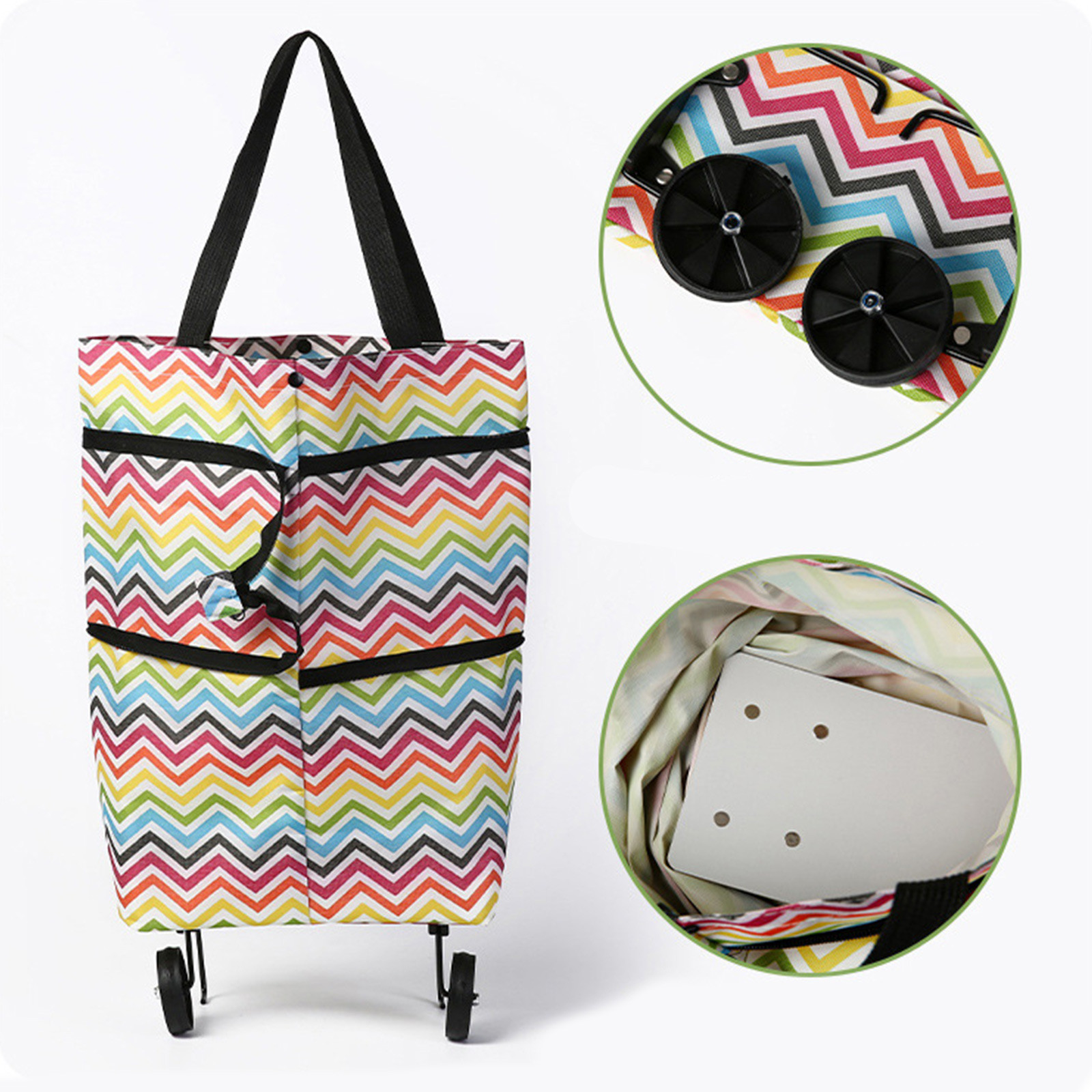 opvouwbare trolleytassen, boodschappentrolley boodschappentas met wielen, opvouwbare winkelwagentjes voor thuis supermarkt duurzame tas