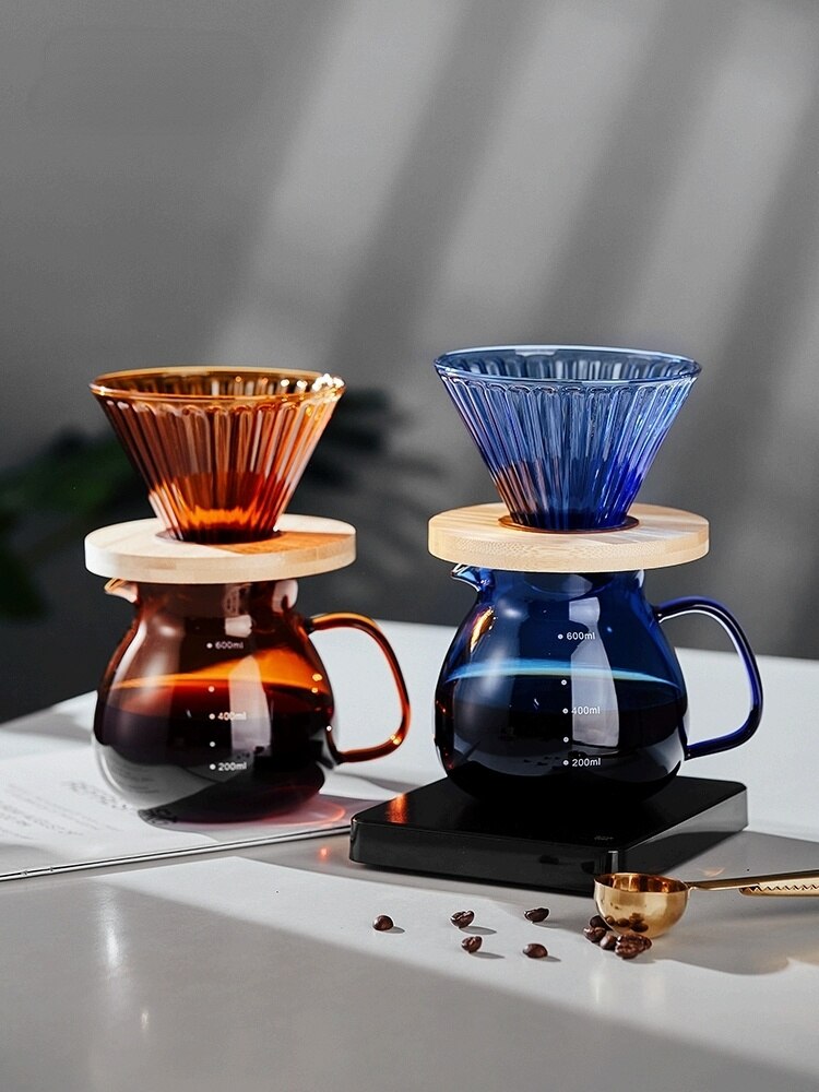 300/500ml Color Reusable Glass Coffee Pot High Temperature Resistant Glass Coffee Pot Sharing Pot Coffee Percolators Coffeeware