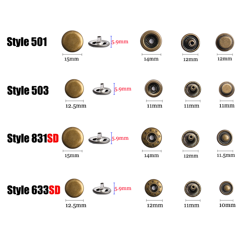 Botón a presión de acero inoxidable 503 # Sujetadores Botones Alicates Perforadora Molde Accesorios de costura para ropa Chaqueta Artesanía de cuero