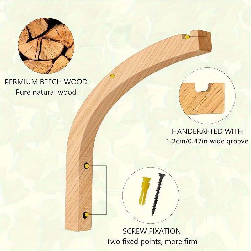 1/2pcs, Plant Hanger, Wall Planters For Indoor Plants, Wooden Wall Mounted Hanging Plant Hooks, Basket Hooks
