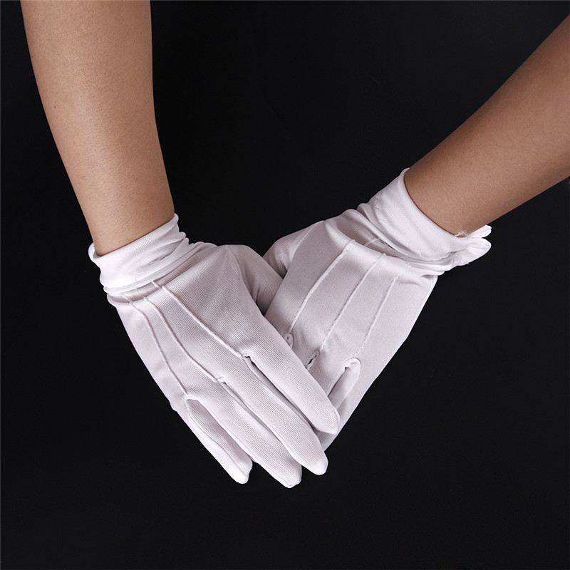 1Pair White Cotton Gloves Work Uniform Catering Uniforms Magician Parades Inspection Five-fingers Women Men&#39;s Work Gloves