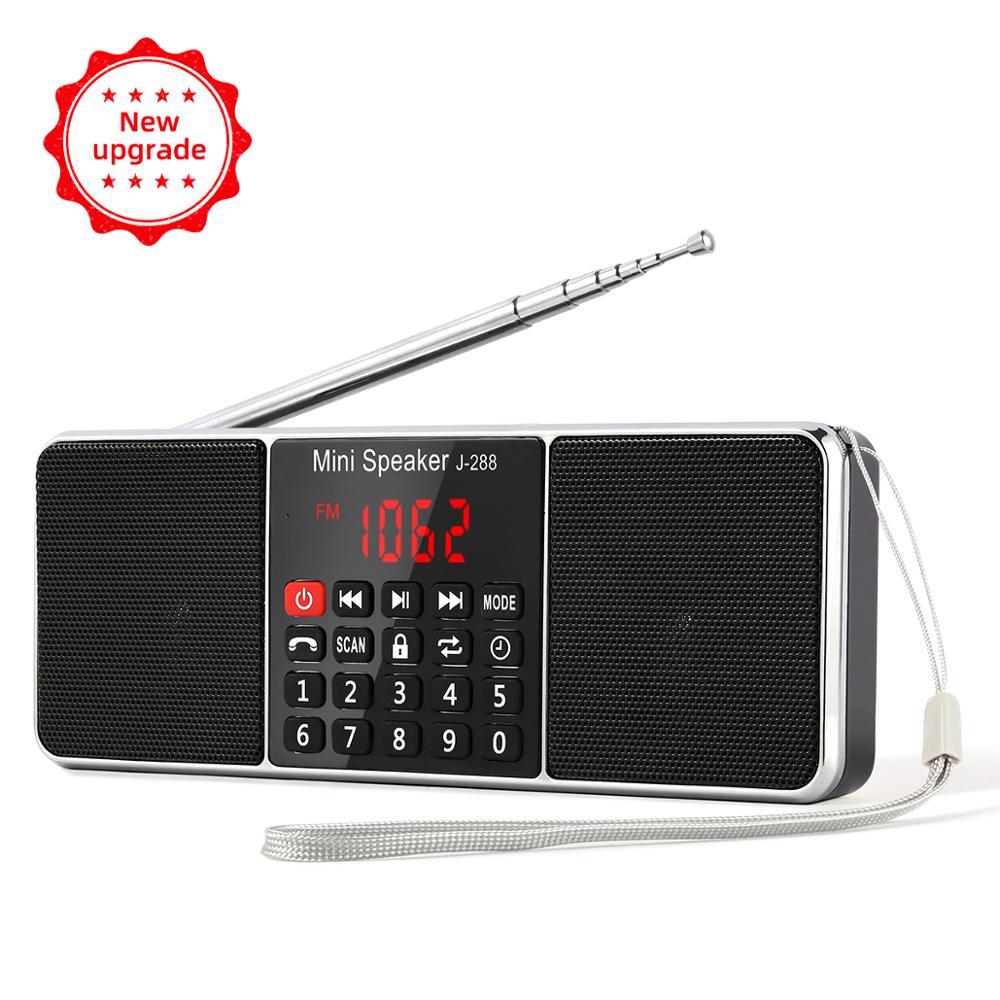 PRUNUS J288 Portable rechargeable Radio AM FM Stereo radio Receiver Bluetooth Speaker Support TF Card USB-disk AUX MP3 play: Black