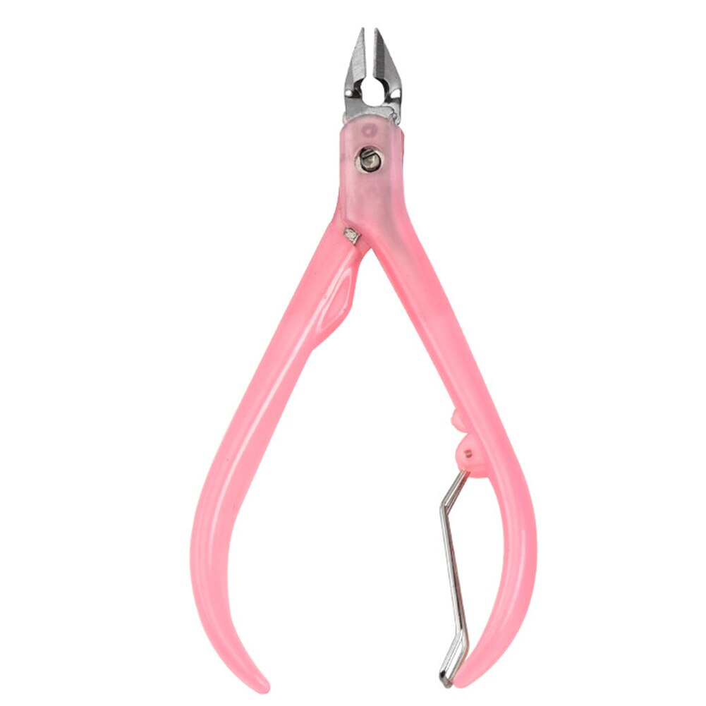 Pinza para cutícula de uñas de acero inoxidable, pinza para cortar uñas de arco iris, producto para eliminar la piel muerta, alicate de tijera, herramienta de manicura artística: Rosa