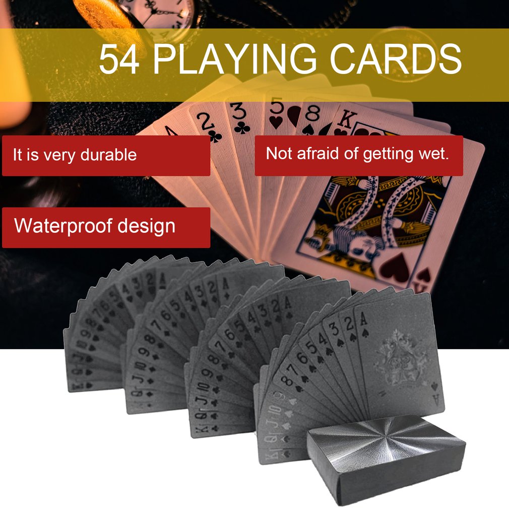 24K Gold Playing Cards Poker Game Deck Gold Foil Poker Set Plastic Magic Card Waterproof Cards Magic