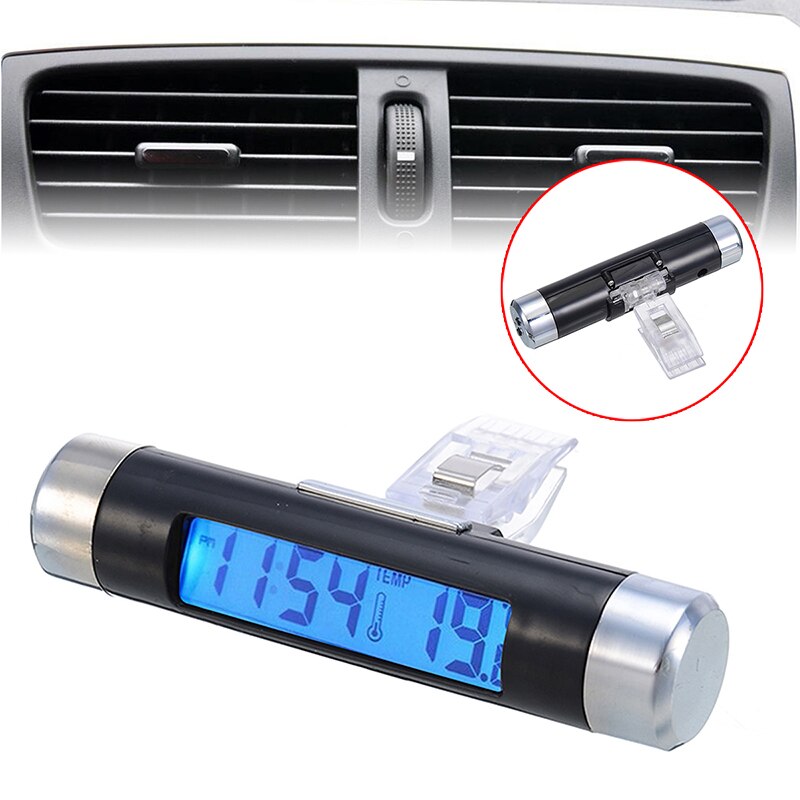 2 In 1 Auto Digitale Lcd Temperatuur Thermometer Klok Auto Accessoires Auto Digitale Klok Air Vent Outlet Accessoires