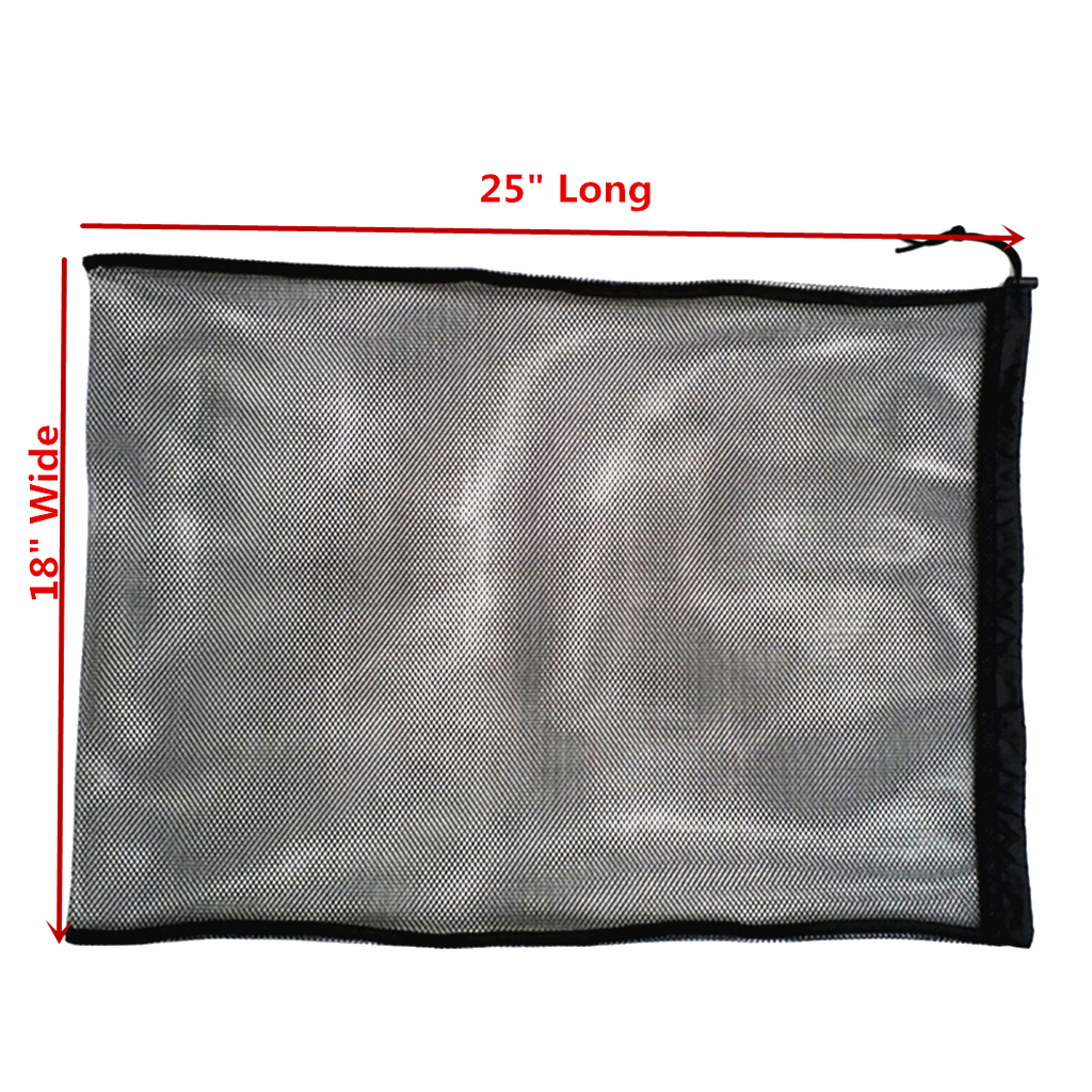 2 Pieces Heavy Duty Carrying Mesh Drawstring Gear Bag for Snorkeling Fins Flippers (Black, 25'' x 18'')