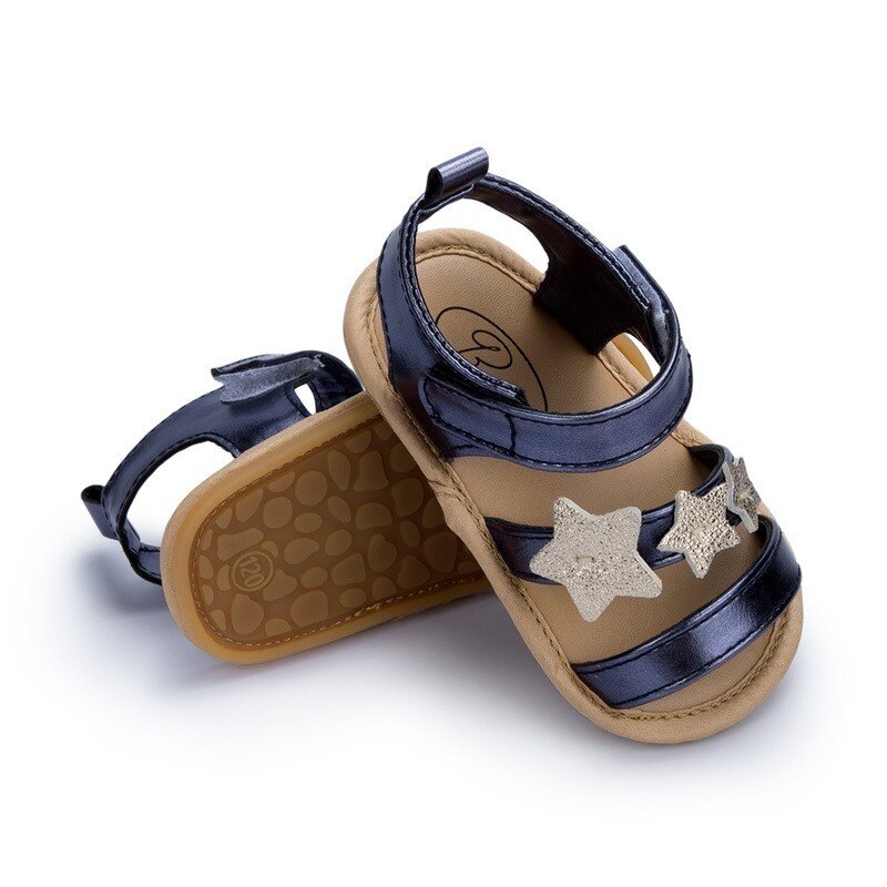 KIDSUN Baby Sandals Star Summer Outdoor Shoes Rubber Sole Flat Non-Slip Infant Girl Shoes Toddler First Walkers 0-18M