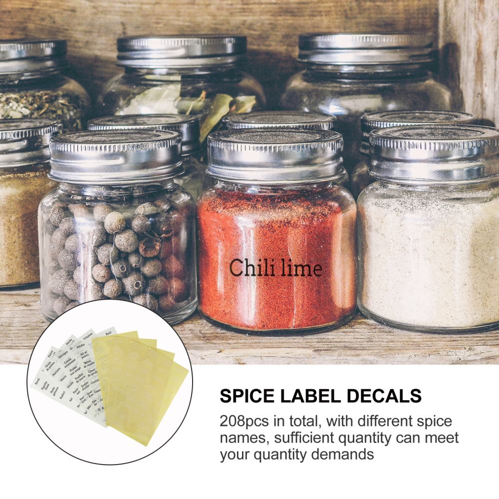 1 Set 208pcs French Ingredients Name Label Decals Spice Labels for Home