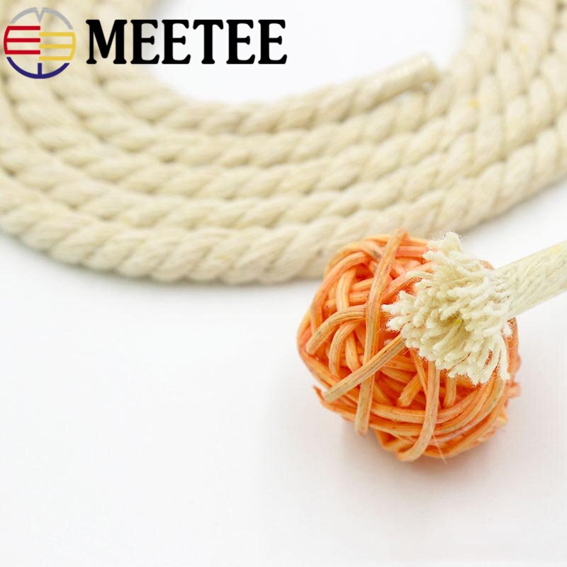 5/10 meter mødet 5-20mm beige bomuldstov 100%  tykke bomuldsbånd til taskebælte tilbehør til hjemmet dekoration diy håndlavet reb håndværk