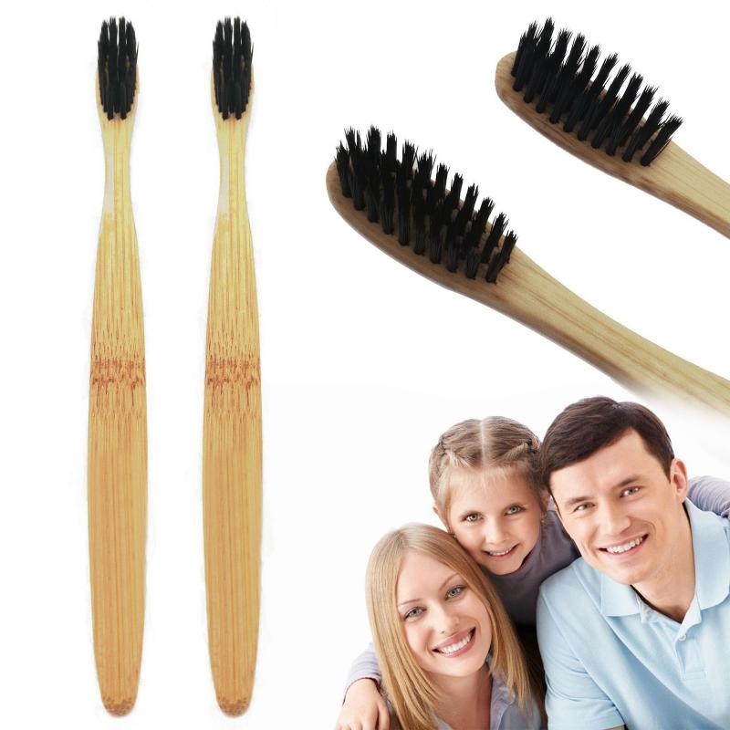 1 st naturlig bambu tandborste platt bambu skaft mjuk vuxen tandborste miljövänlig tandborste