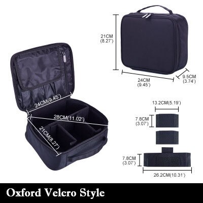 Kvinner merke makeup case full kosmetisk veske arrangør skinn skjønnhet manikyr reise sminke koffert: D stil svart