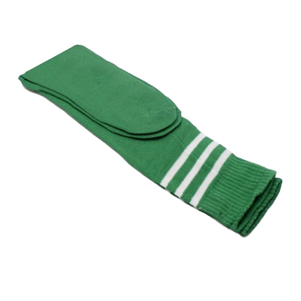 1 par mænd kvinder over knæ sokker stribet stretch fodbold fodbold sport longue chaussette lange sokker: Grøn