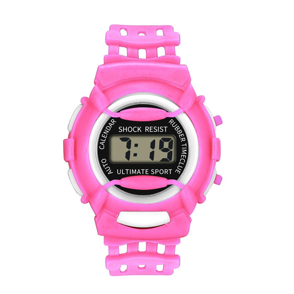 Waterproof Children Watch Boys Girls LED Digital Sports Watches Silicone Rubber watch kids Casual Watch W50: Pink