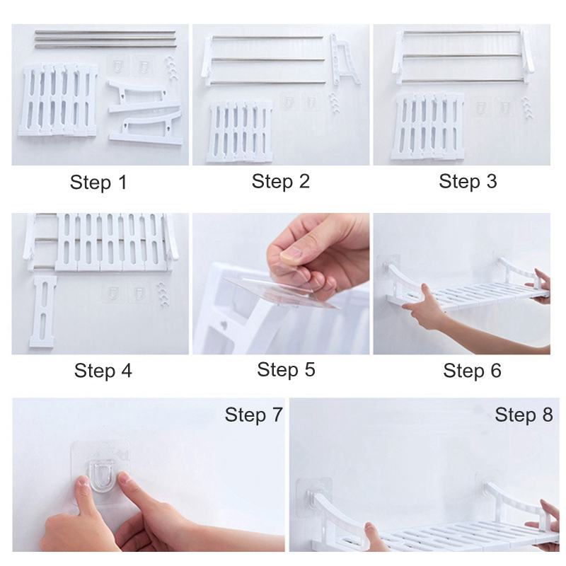 Adjustable Kitchen Storage Rack Metal Cupboard Storage Shelf Non-Skid Spice Rack Single Layer Kitchenware Organizer F Bathroom