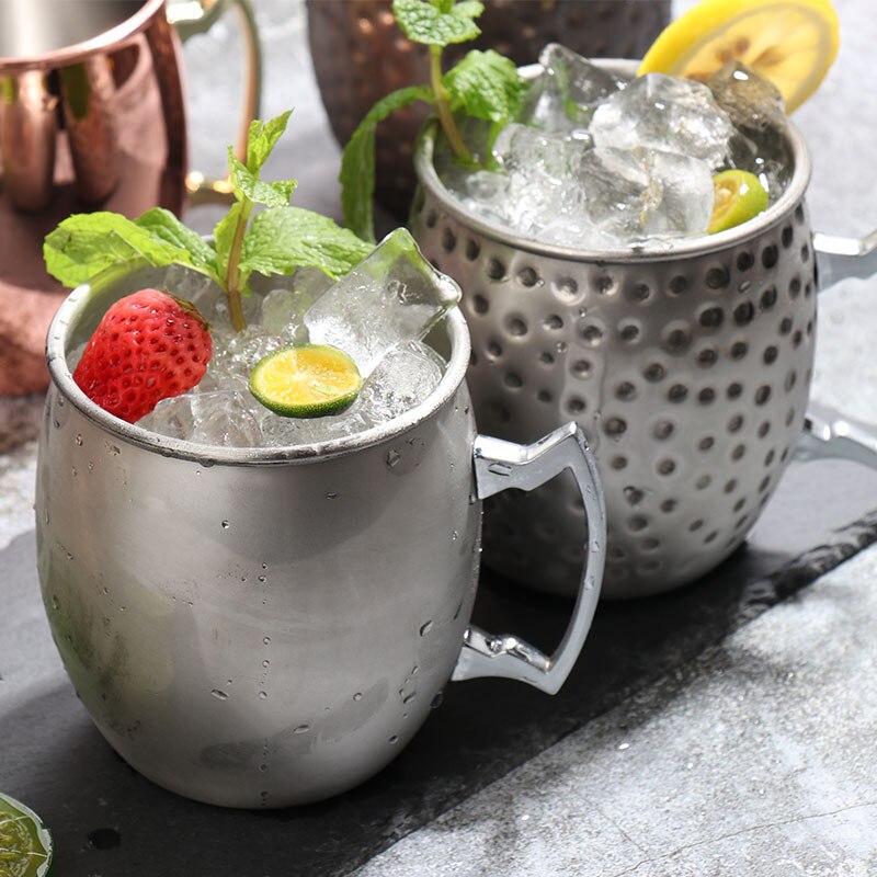 Gehämmert Moscow Mule Becher Trinken Tasse 100% Reine Massivem Kupfer Messing Set 16 Unzen Food Grade Metarial Bier Cocktail Tasse