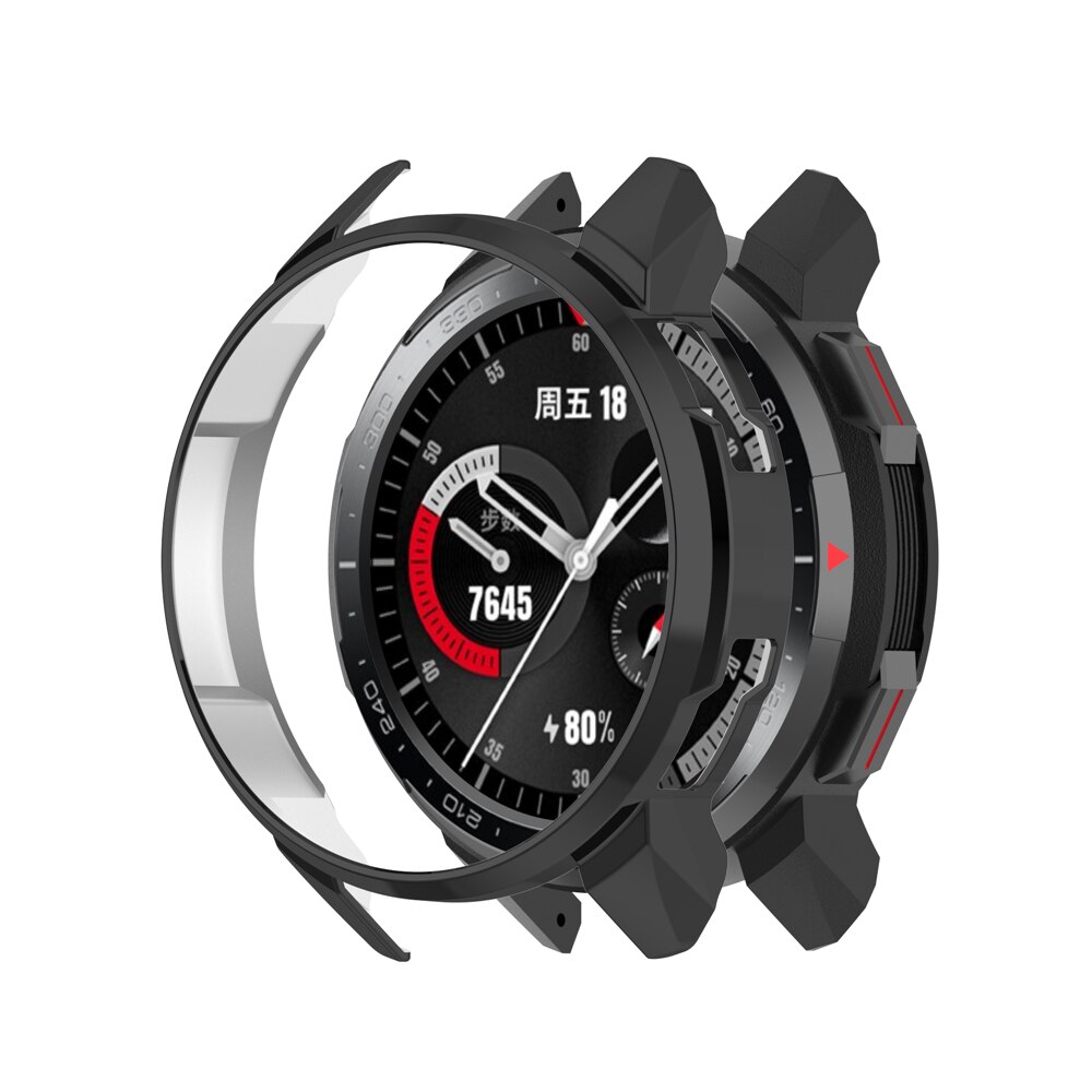 Tpu-suojakotelo huawei honor gs pro -kellokotelolle erittäin ohut näytön pinnoitus suojakotelo huawei honor watch gs pro: Musta