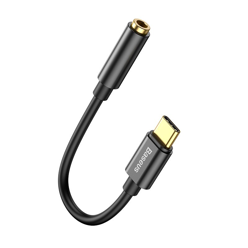 Baseus Typ C do 3,5 mm gniazda słuchawkowego AUX USB C Adapter słuchawkowy 3,5 Jack Kabel audio do Huawei P20 Xiaomi Mi 10: Black