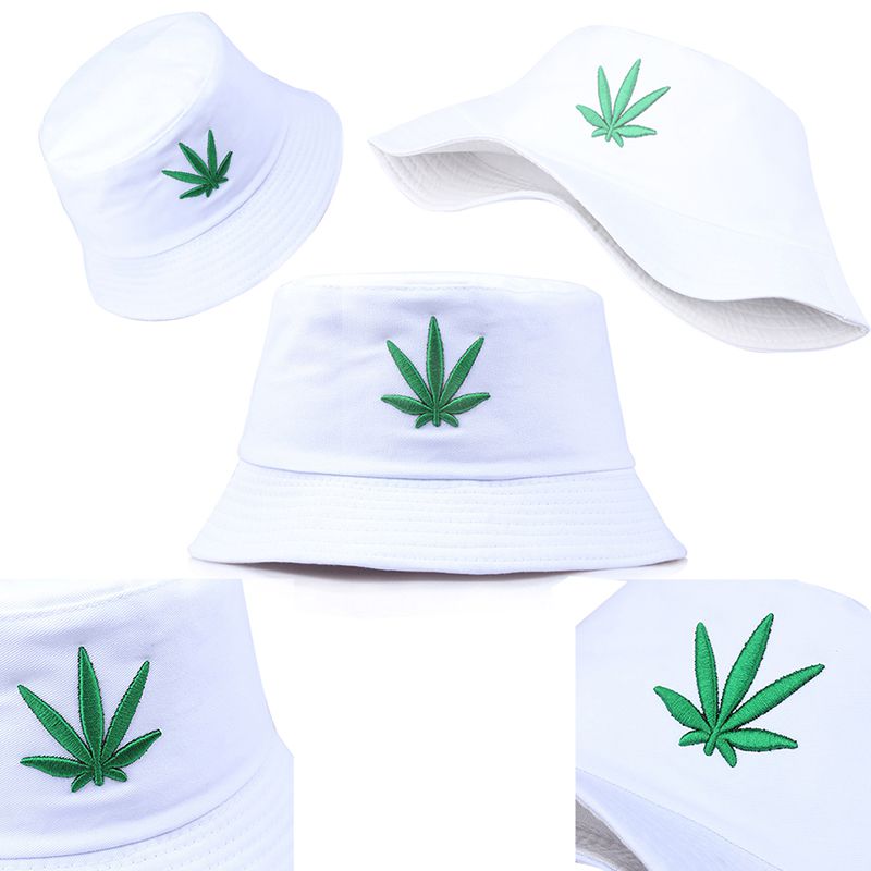 Sport Bucket Hat Maple Leaf Embroidered Packable Foldable Sunshade Cotton Cap For Lovers