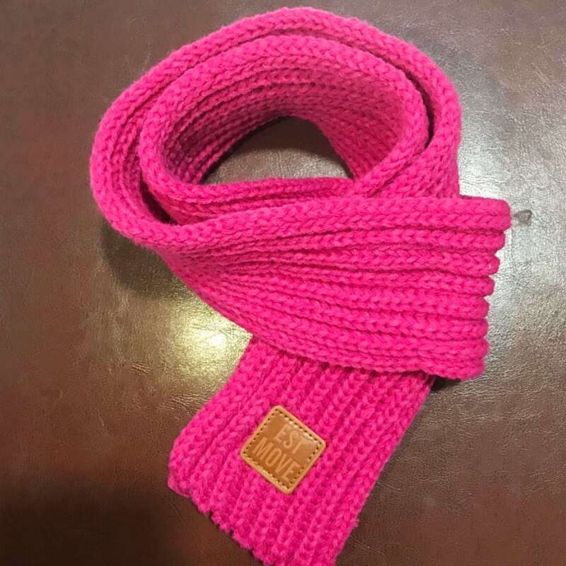 Populaire garçons filles tricoté écharpes belle automne hiver nouveaux enfants offre spéciale mignon bébé solide écharpe 1PC: Rose Rouge