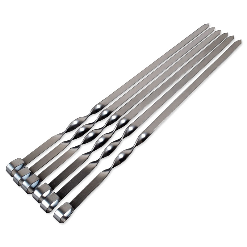45cm rostfria grillspett grillpinnar metallpinnar gafflar shish kebob nål rundspets handtag bbq tillbehör 4/6/10 st