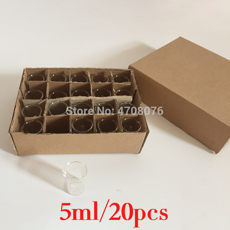 5ml 20pcs/set Pyrex Beaker borosilicate glass Lab glassware chemical measuring cup flat bottom for scientific test
