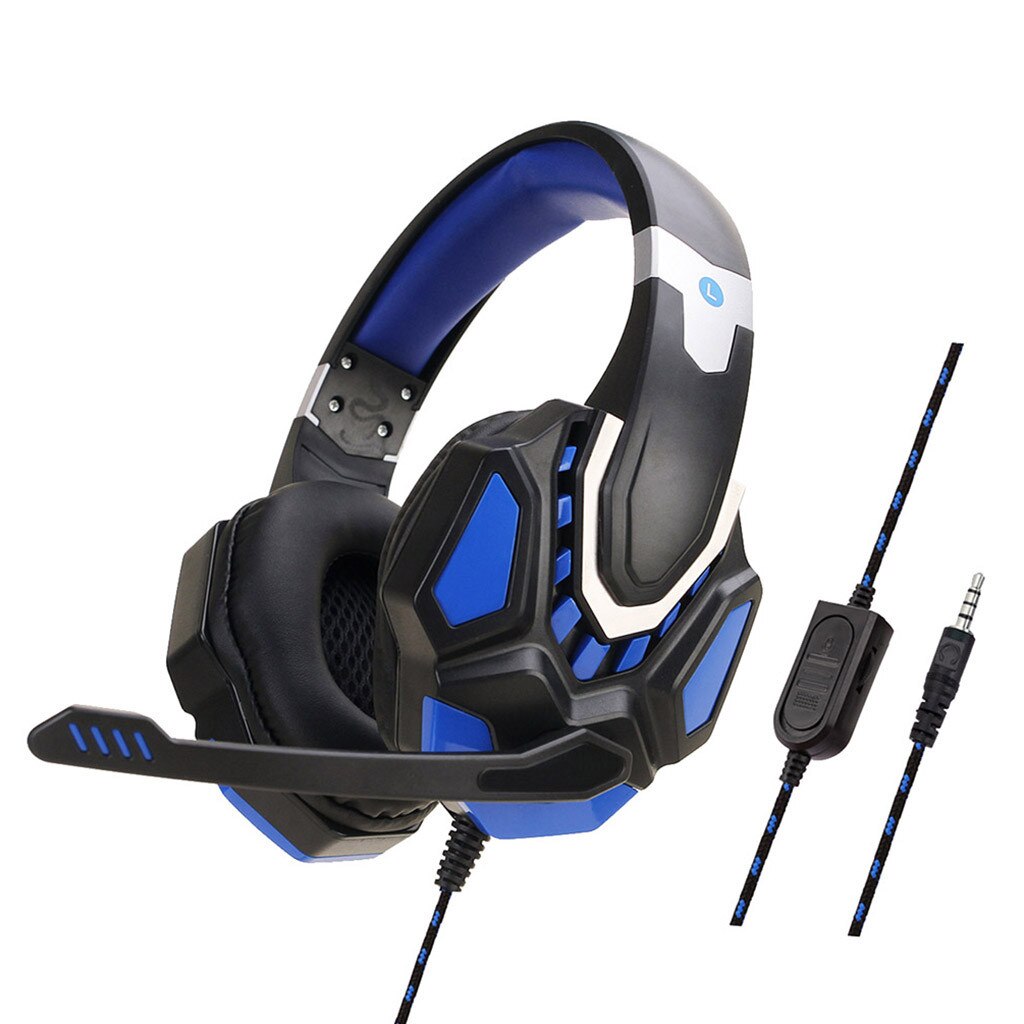 Blauwe Kleur Gaming Headset 3.5Mm Met Mic-Geluid Duidelijkheid Ruisonderdrukking Hoofdtelefoon Voor PS4 XBOX-ONE Pc Laptop Oortelefoon: Blue 