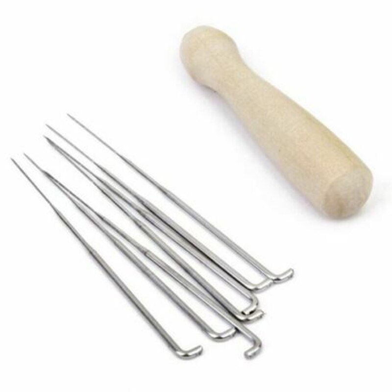 7 unids/set de agujas finas de fieltro de lana, juego de agujas de bolsillo para manualidades DIY, herramientas de fieltro con mango de madera para coser lana