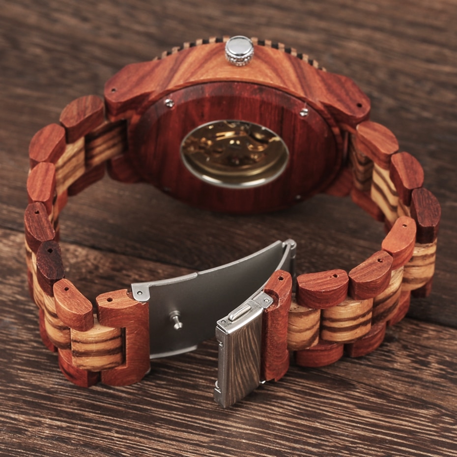 Holz Uhr Männer Automatische Mechanische Uhren Jahrgang voll Holz Band Herren Uhren oben Luxus Uhren reloj hombre