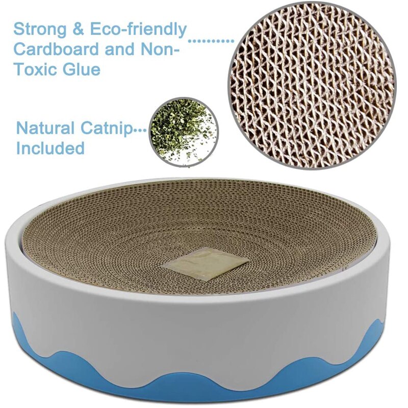Cardboard Cat Scratcher Scratch Pad Reversible & Replaceable Cake Shaped Cat Lounge Bed Corrugated Scratching Pad with Catnip