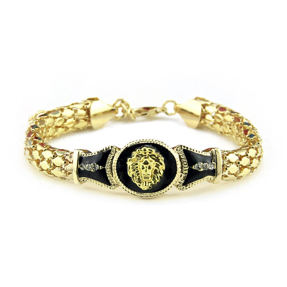 Cool Hip Hop Gold Lion Head Bracelets Men Lovers Link Chain for Male Rock Punk Bangles Jewelry Accessories: B0011 Gold