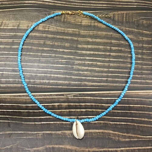 Proste koraliki shell Strand naszyjnik kobiety String z koralikami krótkie shell Choker naszyjnik biżuteria 16 cali Chokers naszyjnik prezent: 5