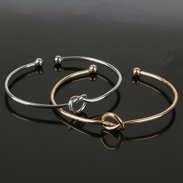 Pulseras de con nudo para hombre y mujer, brazaletes de pareja de hierro y Metal, 2 uds., , amuleto de corazón, joyería: Mixed