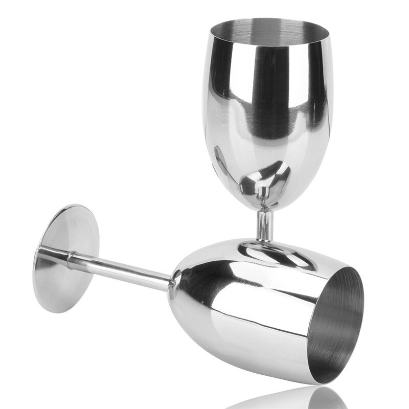 2 stks/partij 265ml Rvs Wijn Cup Glas Zilveren Beker Sap Drinken Metalen Kopjes Champagne Goblet Party Bar Keuken gereedschap