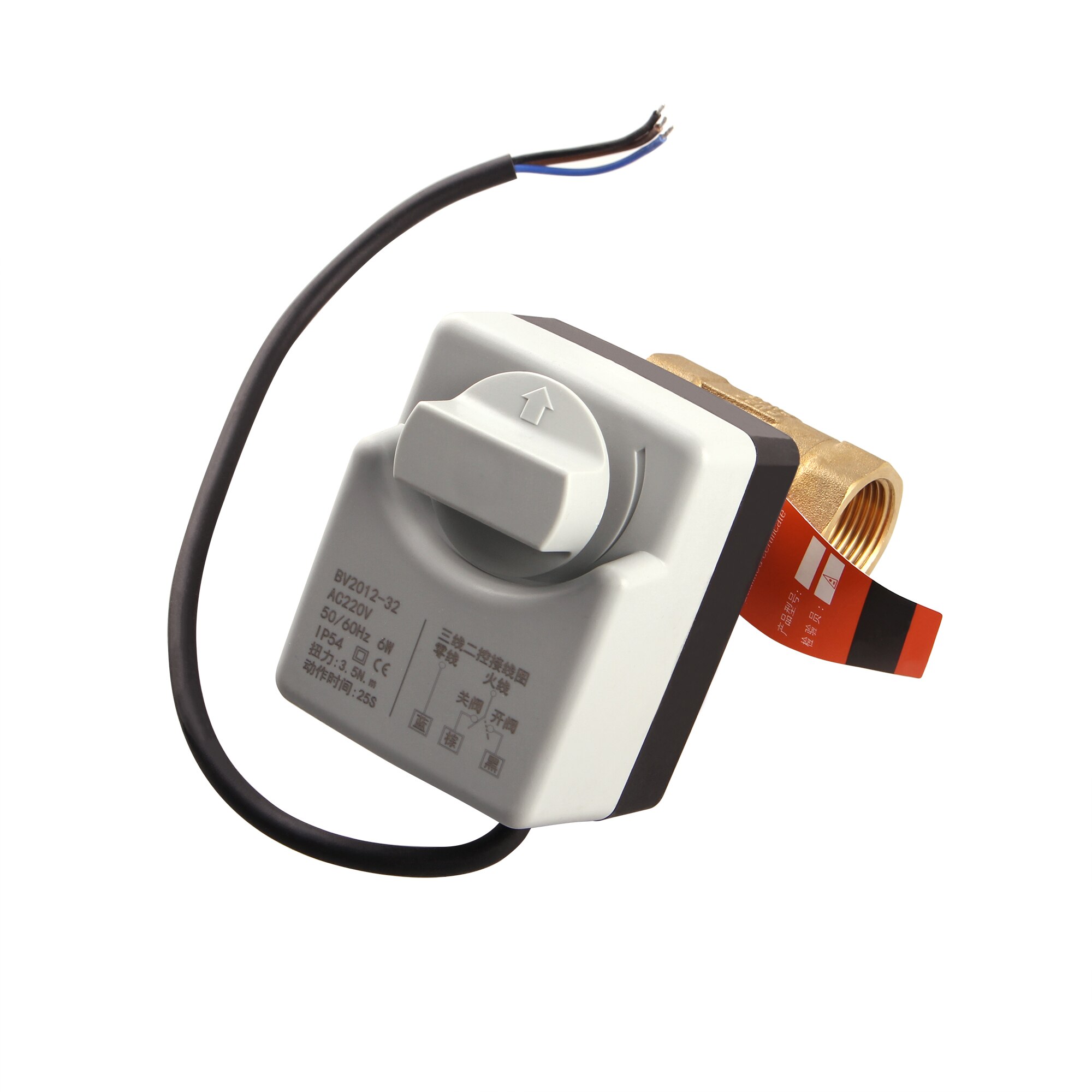 AC220V DN15 DN20 DN25 Motorized Ball Valve 220V 2-Way Brass Electric Valve Three Wires Electric Actuator with Manual Switch RU