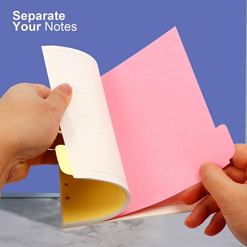10 Sets A6 Subject Dividers Paper Sheet, Punched File Card Dividers,Tabbed Index Divider for Notebook Insert Planner
