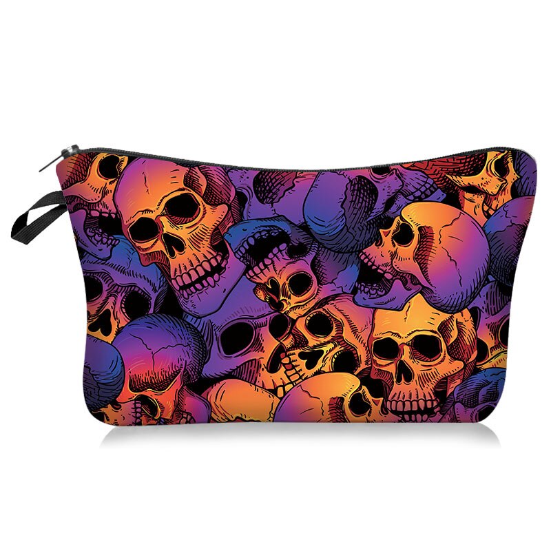 Fudeam Polyester Skull Print Patroon Vrouwen Waterdichte Cosmetische Tas Toilettas Opslag Organiseren Reizen Make-Up Tas Vrouwelijke Wassen Pouch: B