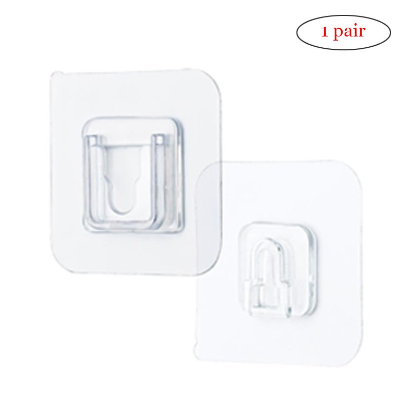 Double Sided Wall Hanger Adhesive Hook Paste Plug Socket Holder Cable Storage Plug Fixing Organize Seamles Waterproof Reusable: 1 pair