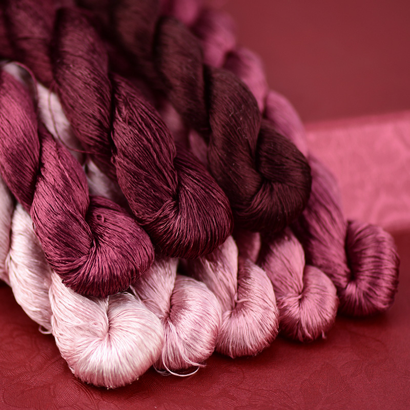 1 stücke 100% seidenfaden Hand stickerei sticken kreuz stich Amaranth verrotten 400m die Seide stickerei gewinde 8 reine farben