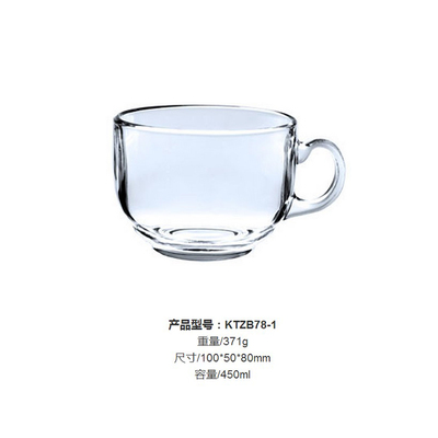 Stor ölmugg med 450ml klart glas frukost mjölk te espresso kaffekopp med handtag salladsbehållare äta vatten drinkware verktyg: Råna