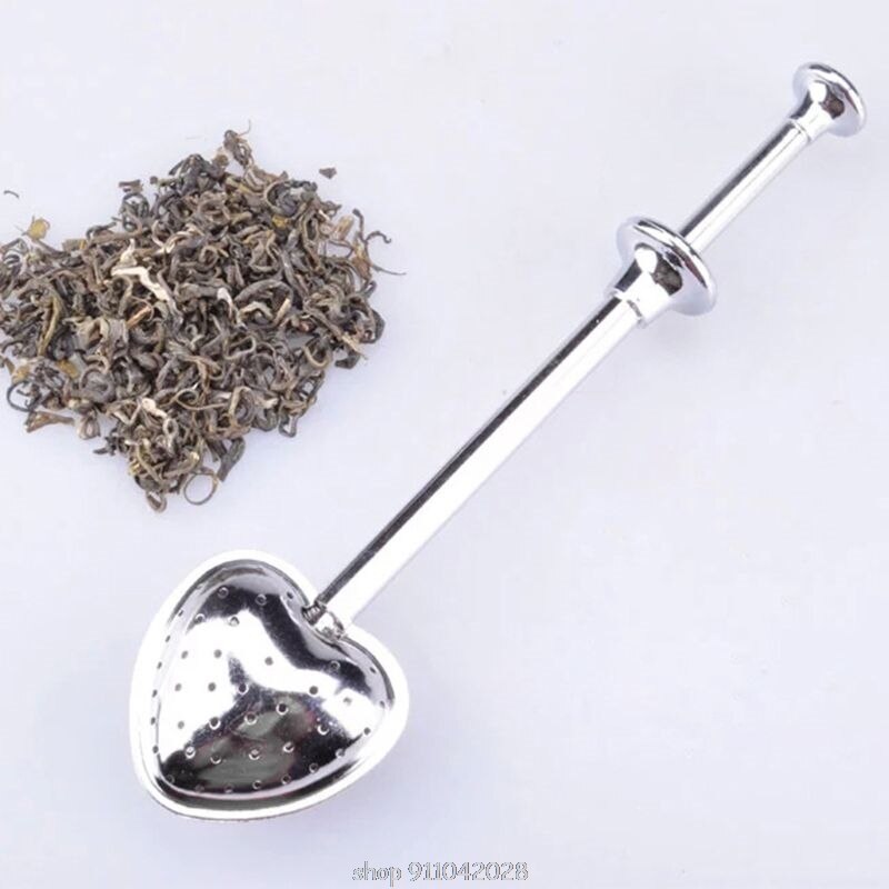 Heart Shape Stainless Steel Loose Leaf Tea Infuser Spoon Strainer Filter Herbal Spice With Long Handle D11 20