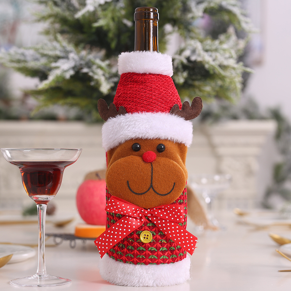 Christmas Decorations Santa Claus Wine Bottle Covers Snowman Champagne Bags Sequins Xmas Home Dinner Party Table Decors: Chocolate