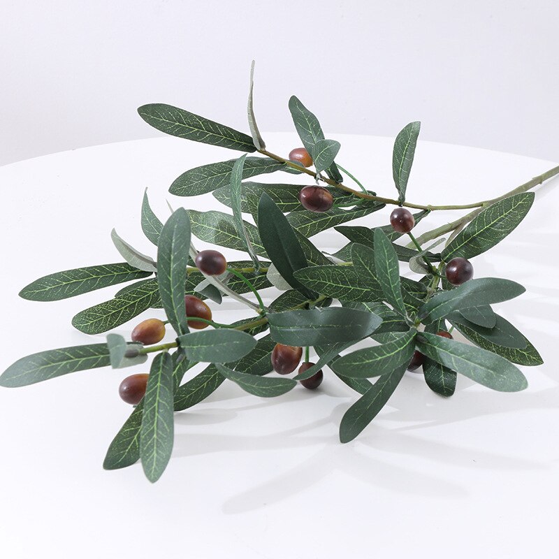 Kunstmatige olijfkrans, 50 cm gesimuleerde groene olijftak zwagkrans met bladeren decoratie voor thuis voordeur muur raam bruiloft feest binnen buiten het hele seizoen het hele jaar door