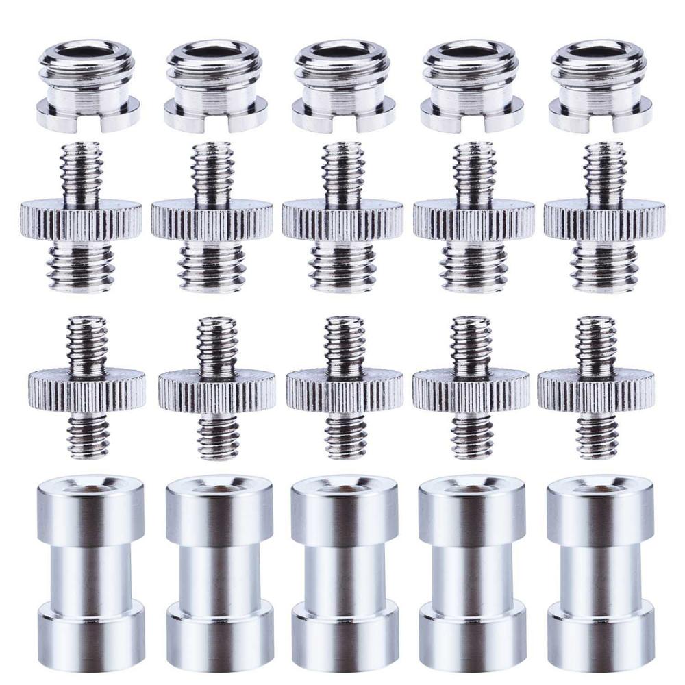 1/4 to 3/8 Screw Adapter Converter Threaded Spigot Screw Mount for Camera Tripod Monopod Ballhead Flash Light Stand Shoulder Rig: 5 set