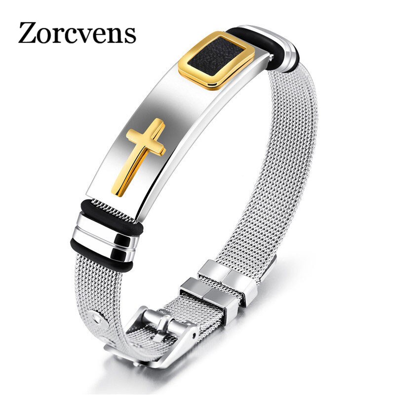 ZORCVENS Neue Gold-Farbe Kreuz Armbinde Für Männer Frauen Edelstahl Kühlen Männer Schmuck