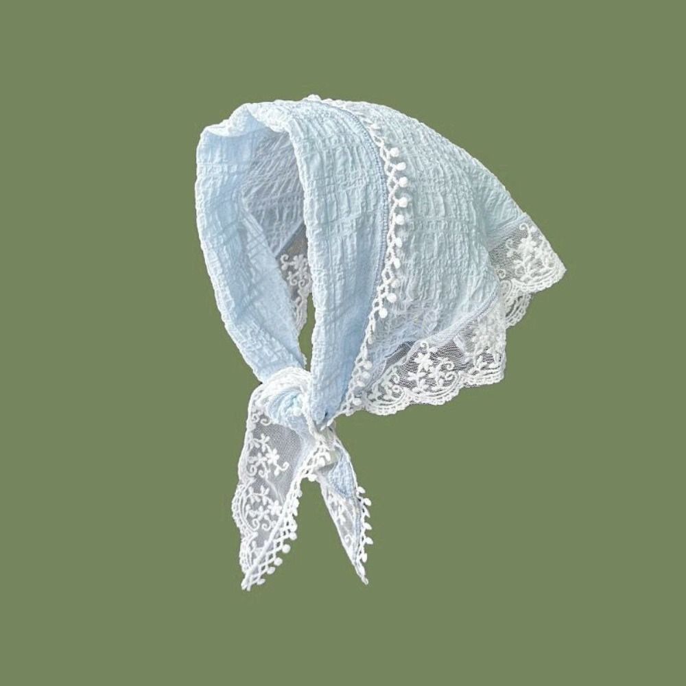 Knitted Headscarf Hat French Pastoral Style Triangle Headband Handmade Crochet Headband Towel Little Flower Headscarf: Red