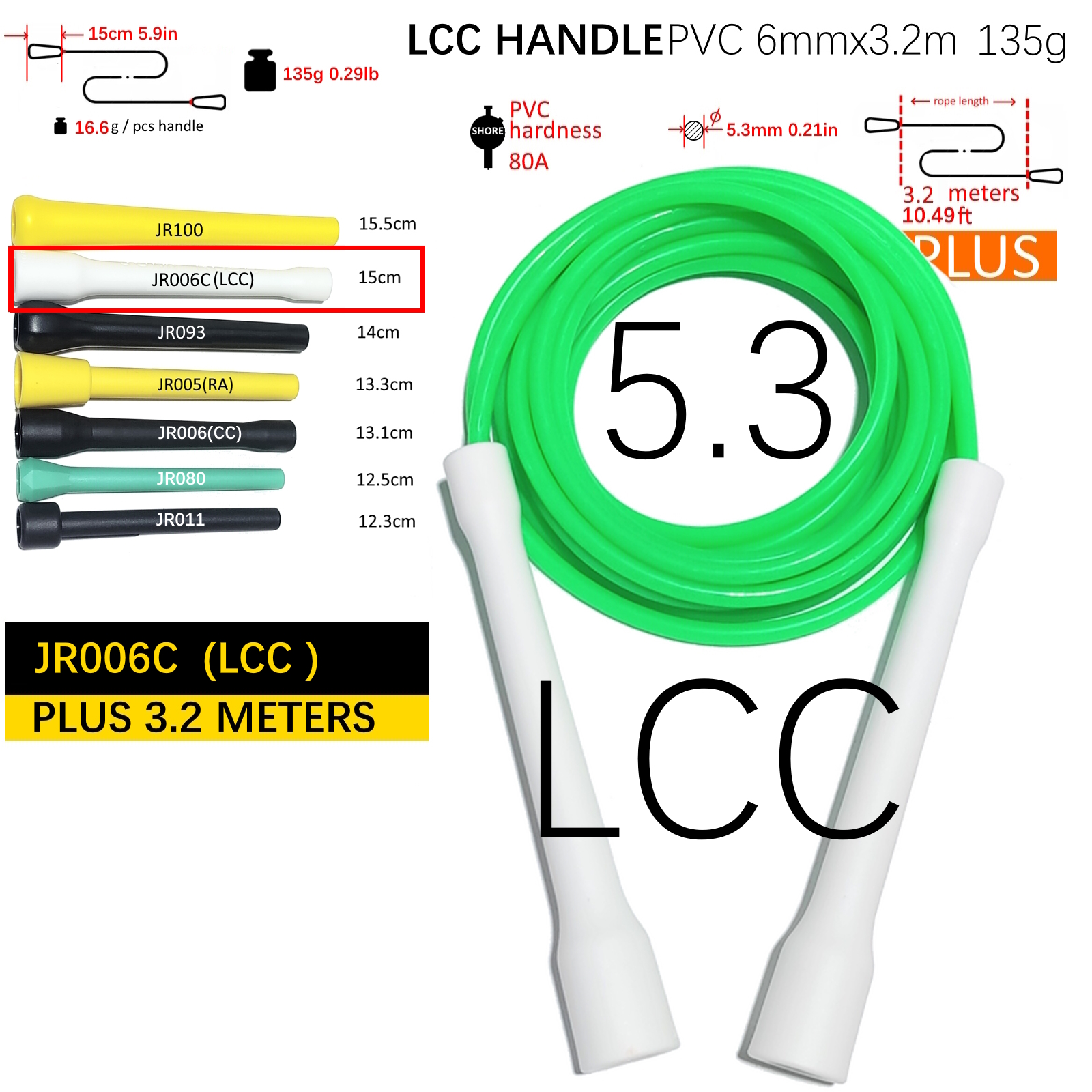 Hyppynaru 3.2m - PVC - CC Kahva 15cm - Halkaisija 5.3mm - Kardiotreeni