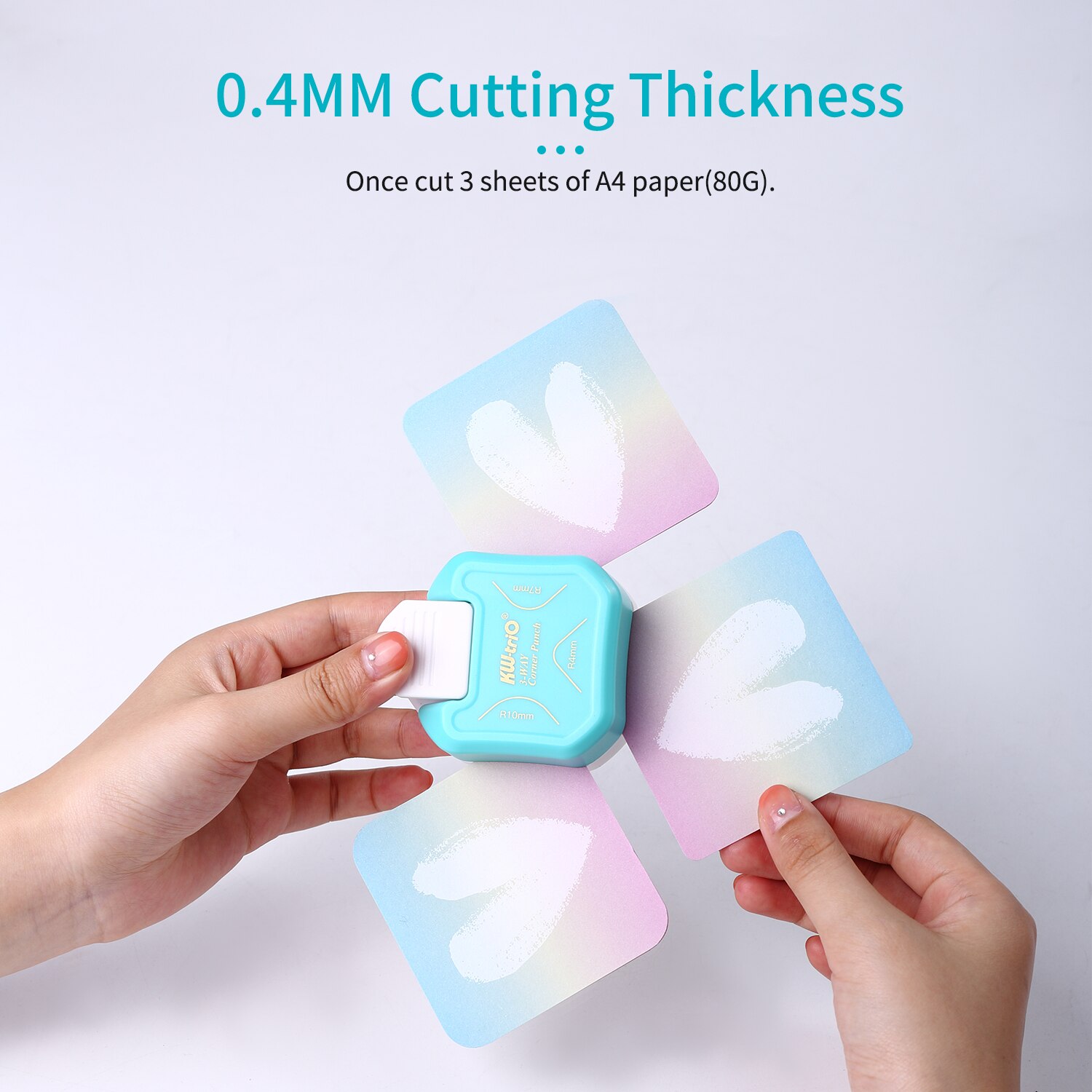 KW-trio 3-in-1 Corner Rounder Punch R4/R7/R10mm Round Corner Trimmer Cutter for Card Photo Paper Laminating Pouches