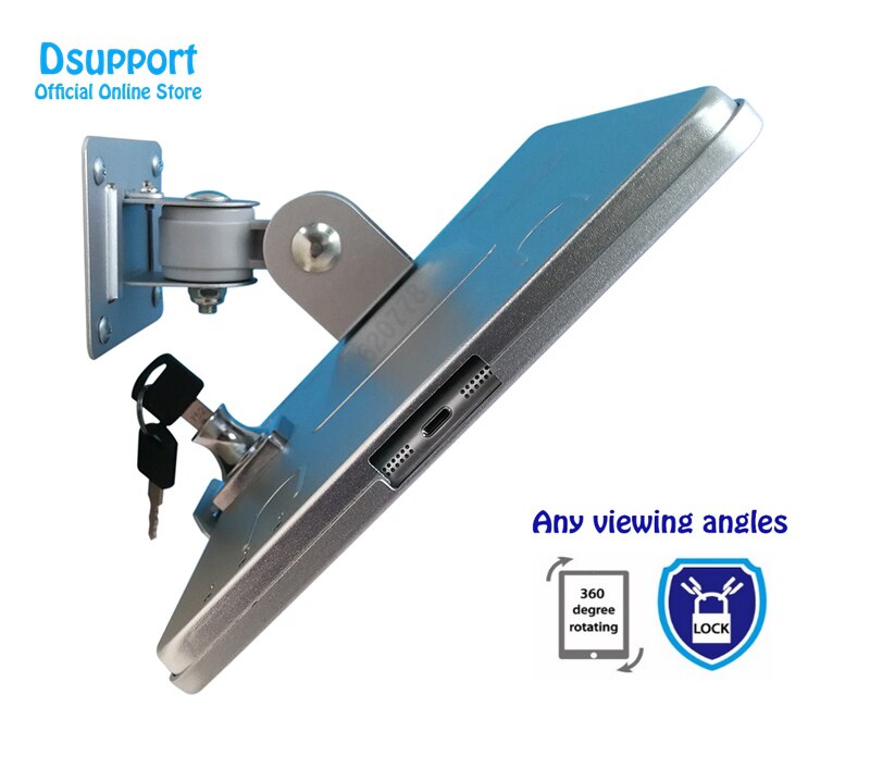Support mural antivol pour iPad 10.2 pouces 7e /8e , support de verrouillage pour tablette pc, angle de mouvement complet